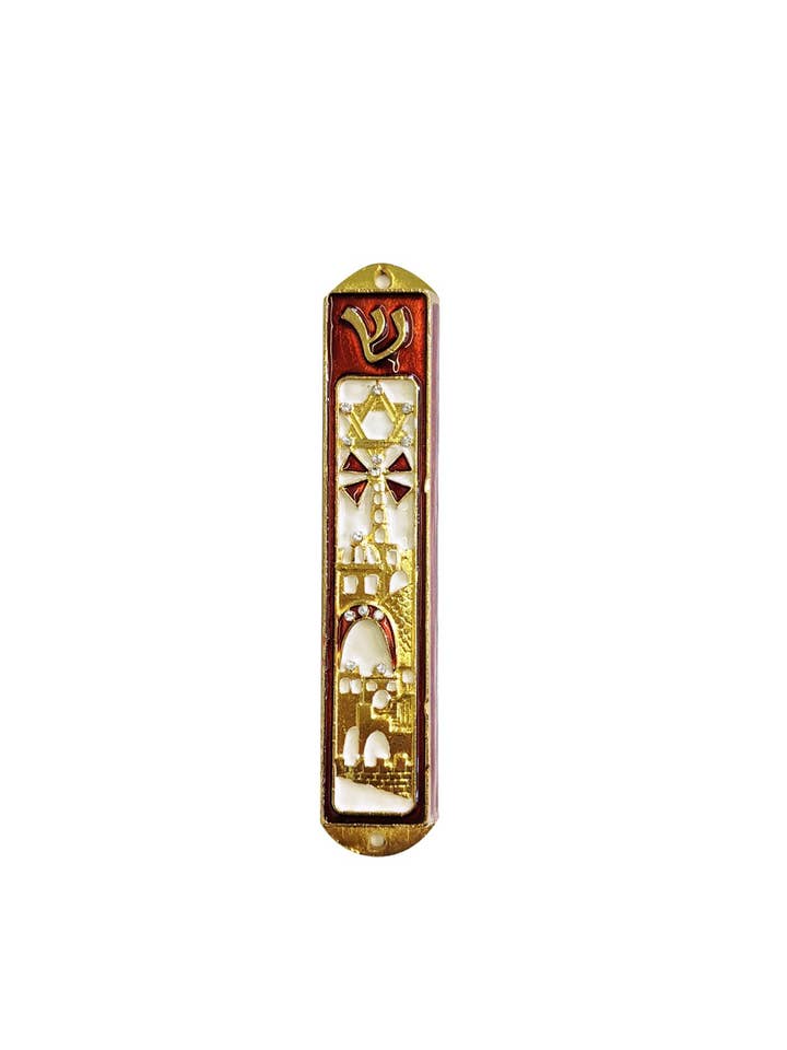 Design rosso della città sacra di Mezuzah con veri cristalli per la vendita all'ingrosso da parte di Collection by Nouvelle