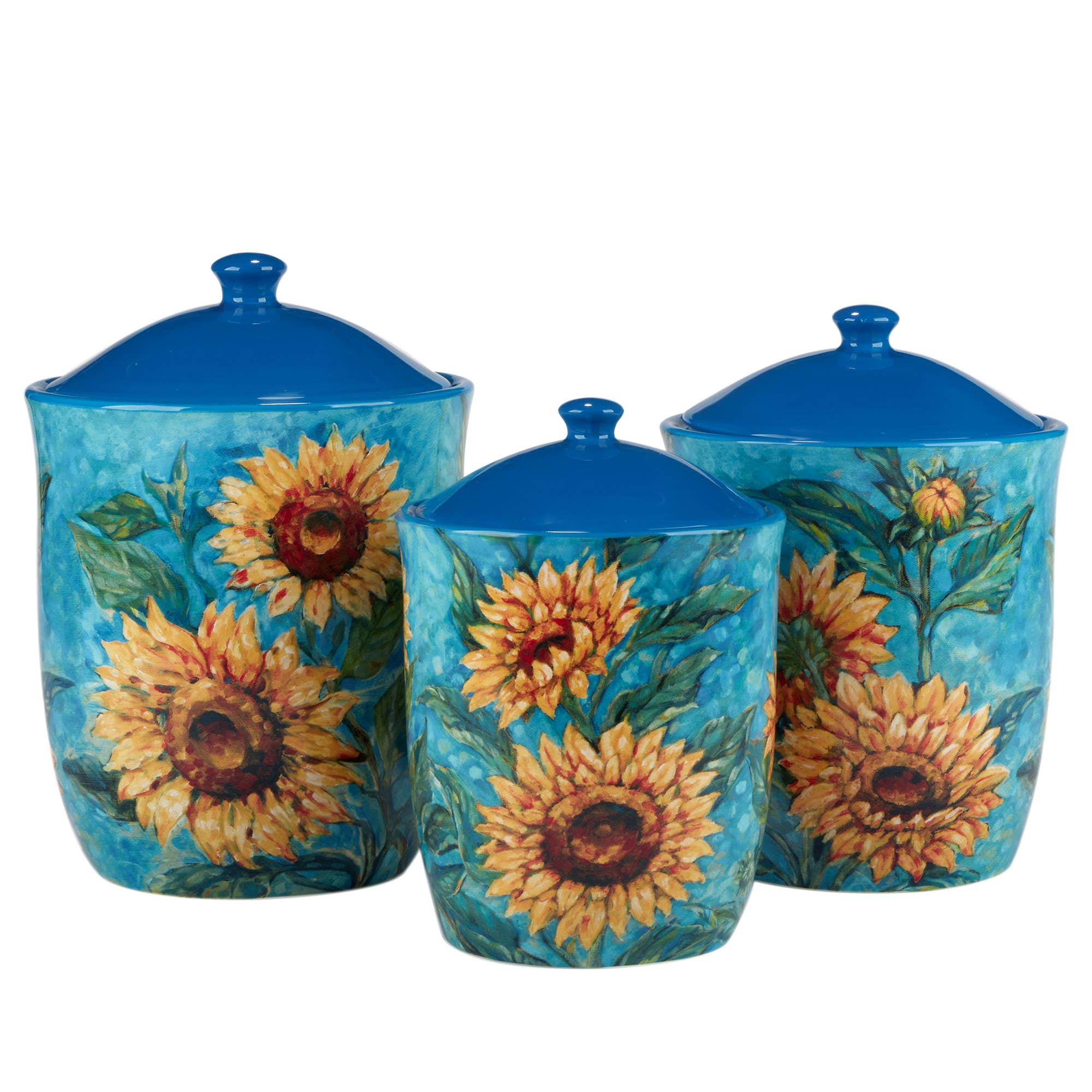 Certified International - Vente Ensembles de boîtes - Ensemble de 3 boîtes Golden Sunflowers 54 72 104 oz3