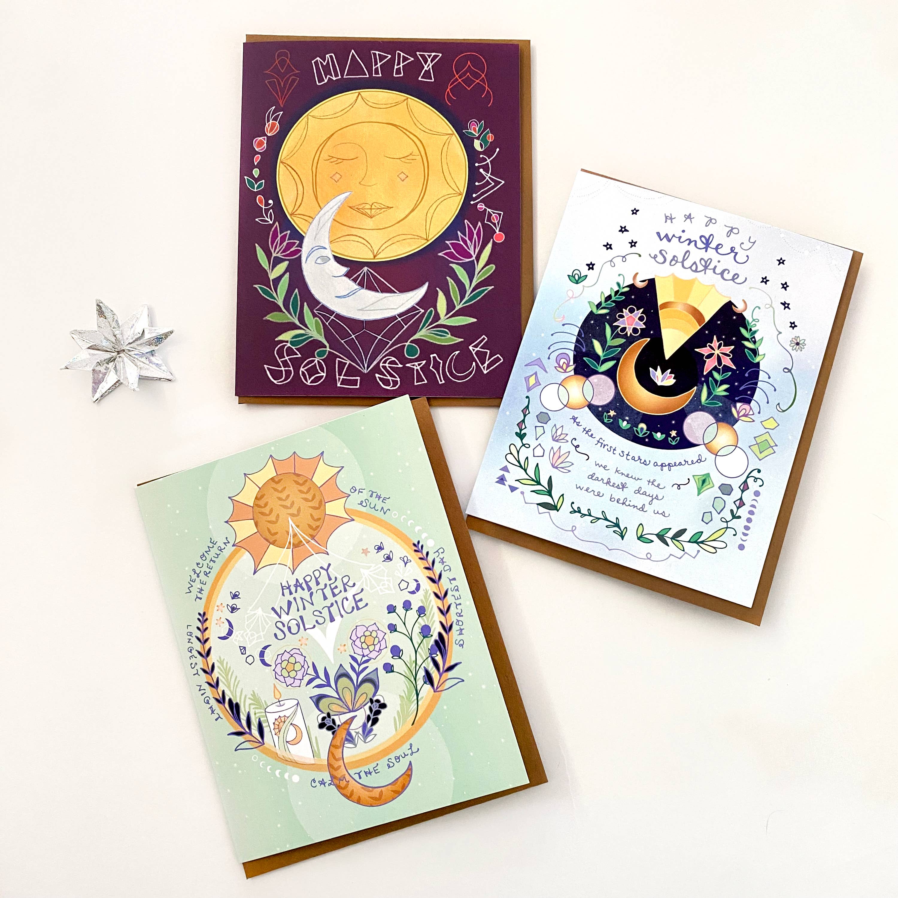 Cynla – Engroshandel Årstidshilsenkort – Vinter Solhverv Card - ferie lykønskningskort, yuletide kort6