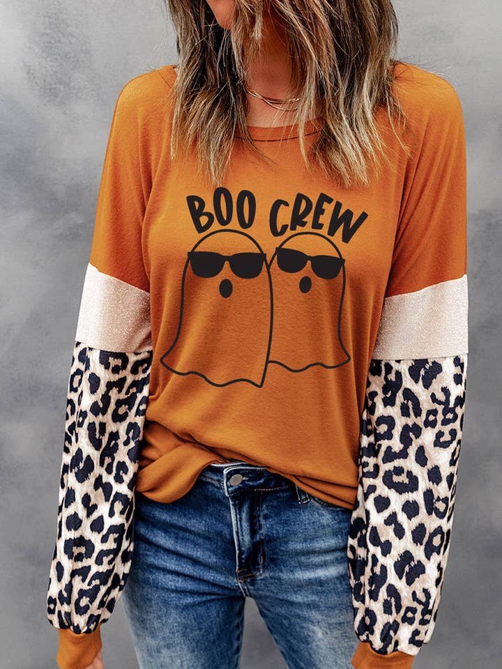 Pumpa BOO CREW Spökgrafik Rundhalsad T-shirt för wholesale på Faire