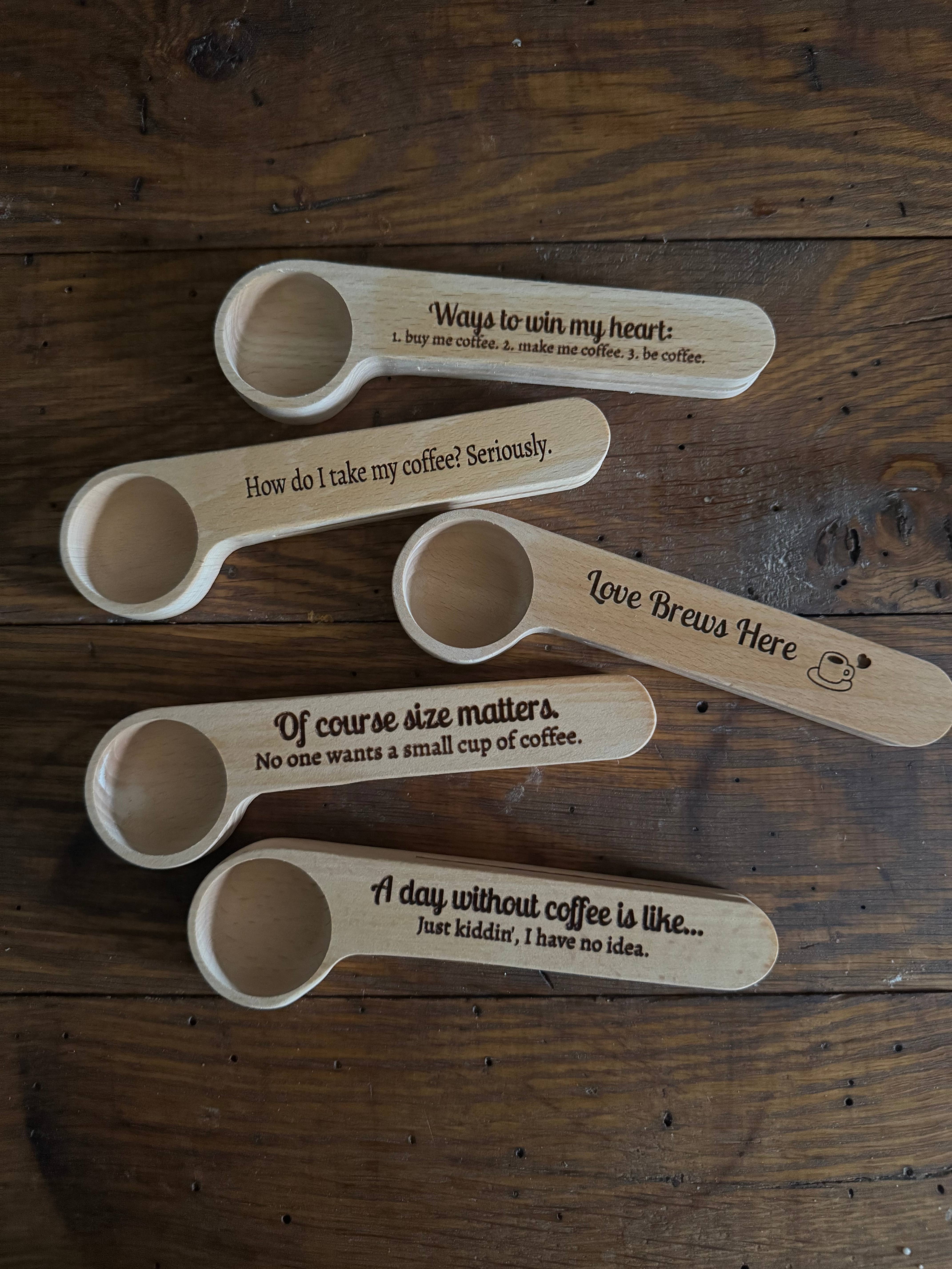 Love.Dee Creations - Vente Ustensile/gadget de cuisine - Pelles à café en bois humoristiques3