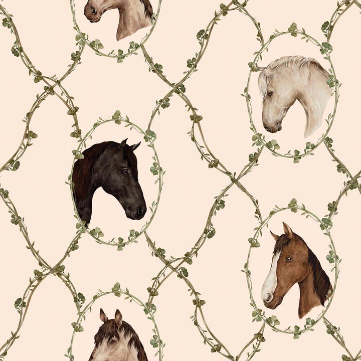 Watercolour horses beige Wallpaper for wholesale by DEKORNIK