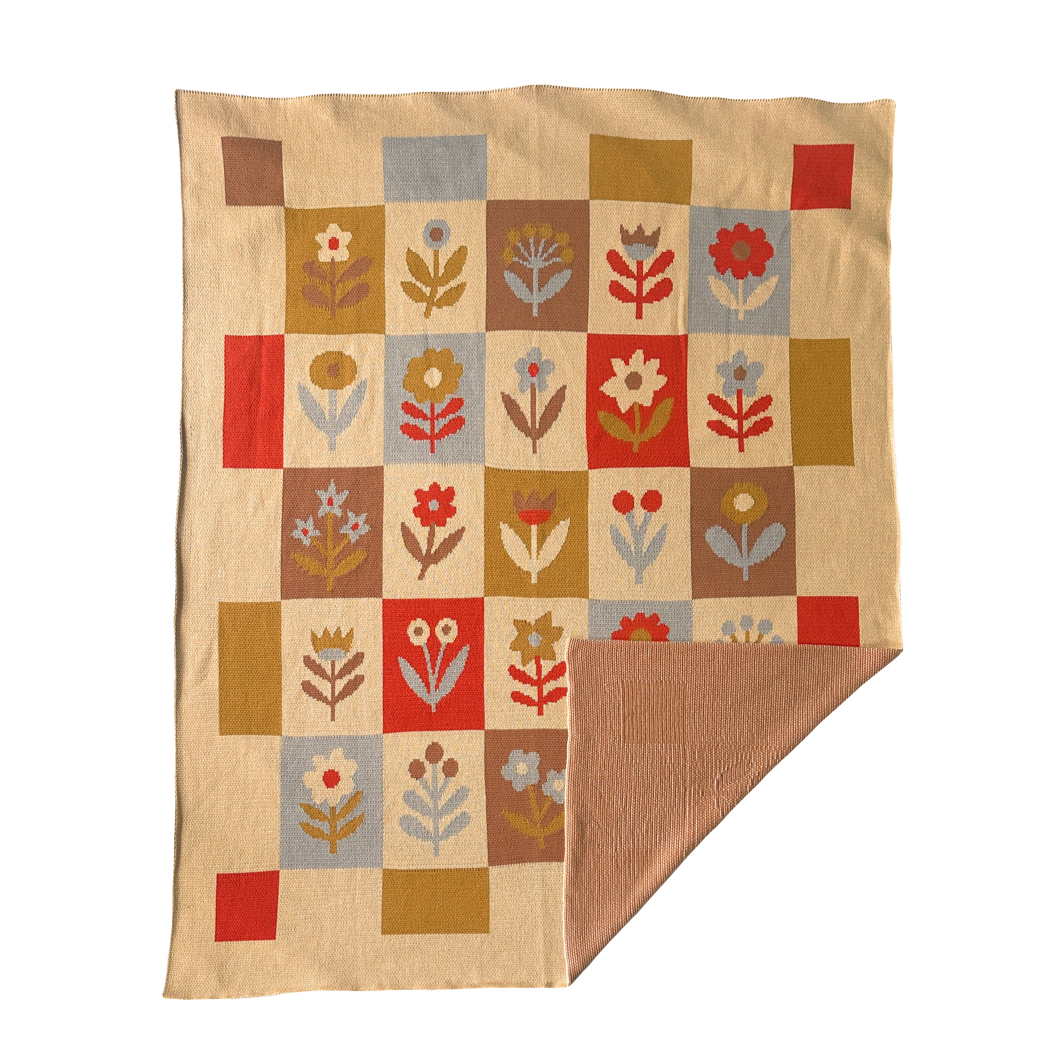 Molly Egan - Wholesale Throw Blanket - Checkerboard Floral Blanket1