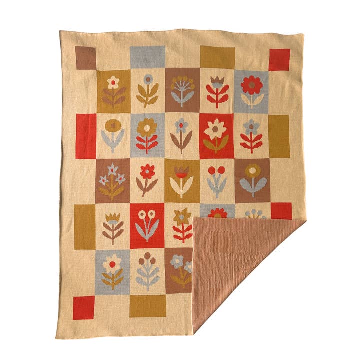 Molly Egan - Wholesale Throw Blanket - Checkerboard Floral Blanket1