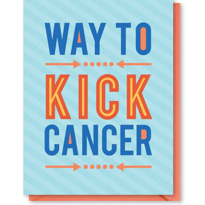 Kick Cancer Encouragement Card for wholesale by doodle bird design