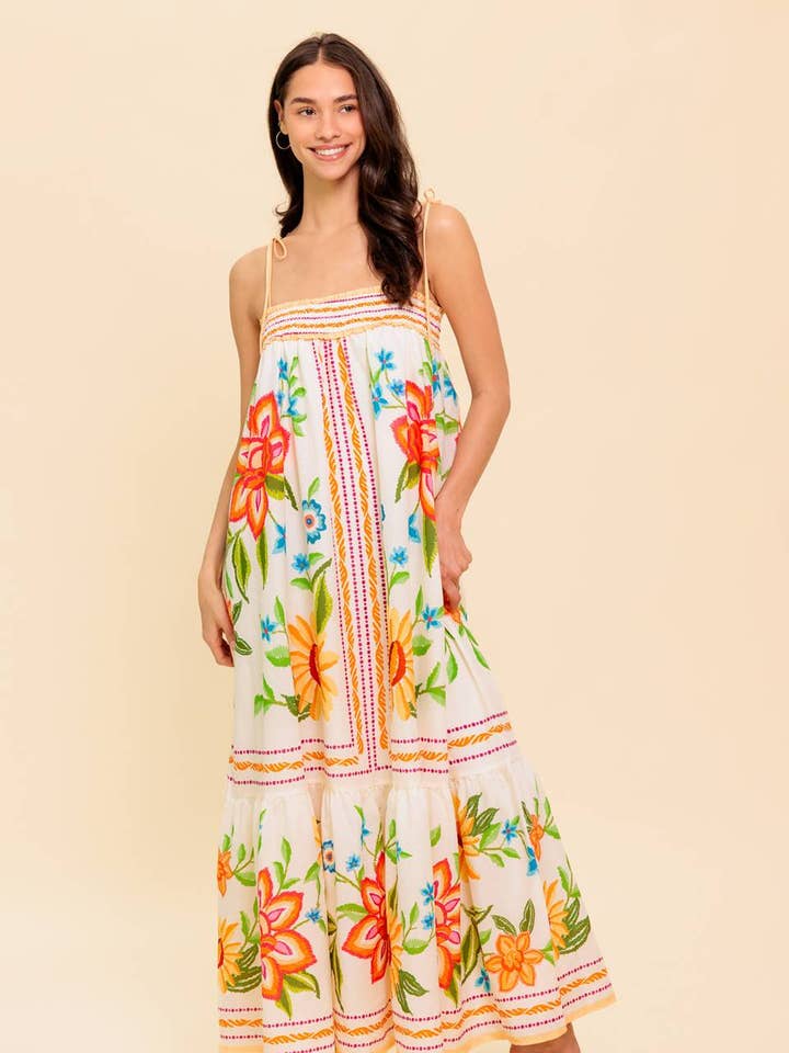 IVORY A printed woven maxi dress - ID22094 for wholesale on Faire
