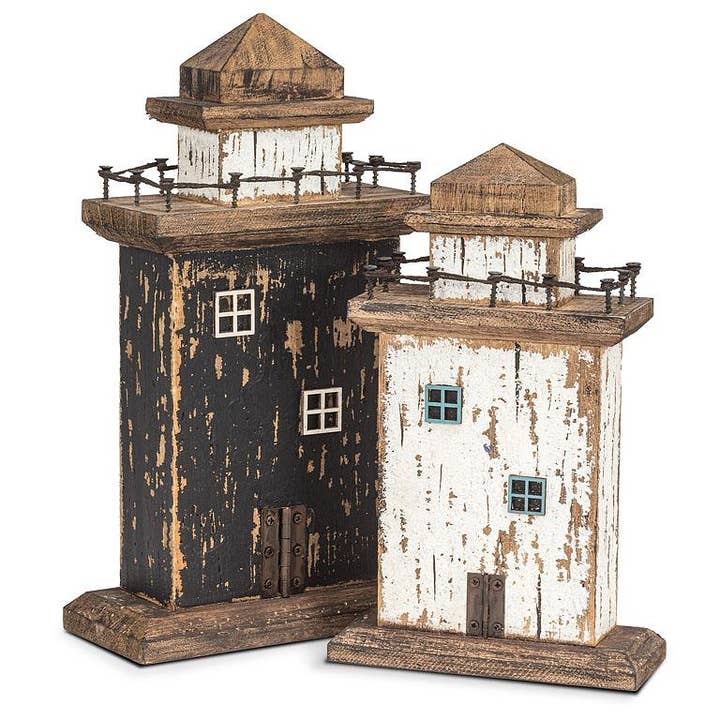 Abbott - Wholesale Decorative Tabletop Object - Large Rustic Lighthouse-Black-14"H