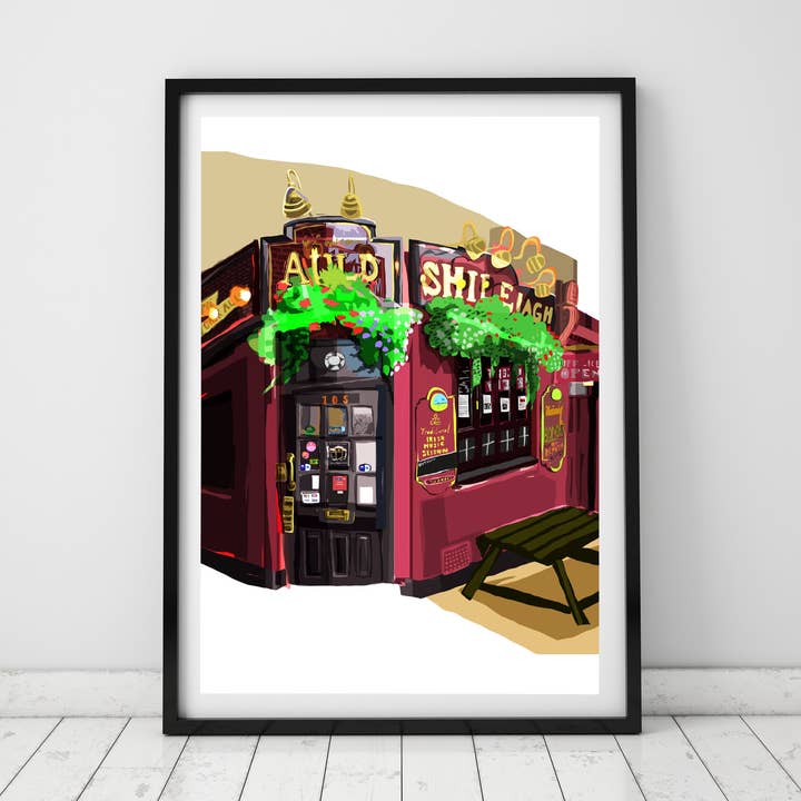 Impression d'illustration d'Auld Shillelagh, Stoke Newington, Londres pour la vente par Tomartacus