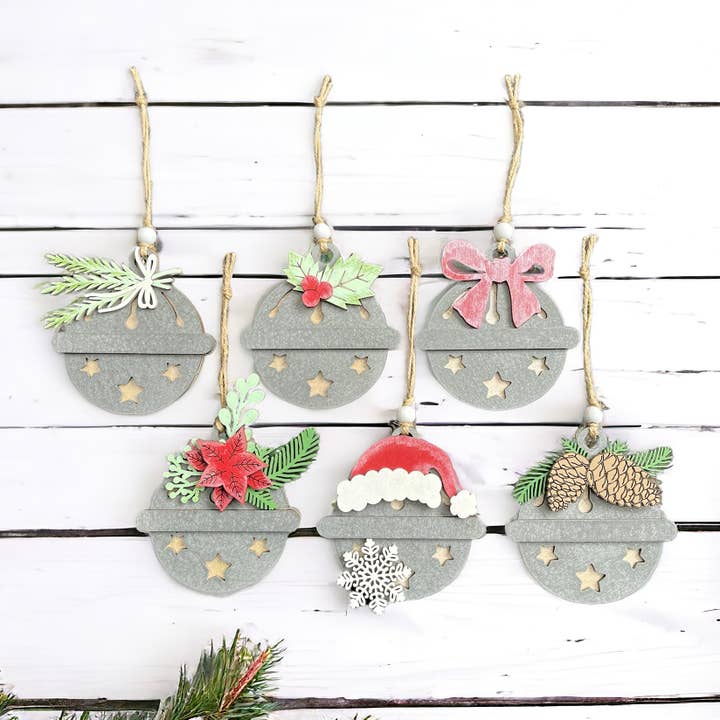 Floral Bell Christmas Ornaments (Set of 6) for wholesale by The Timber Lane Company