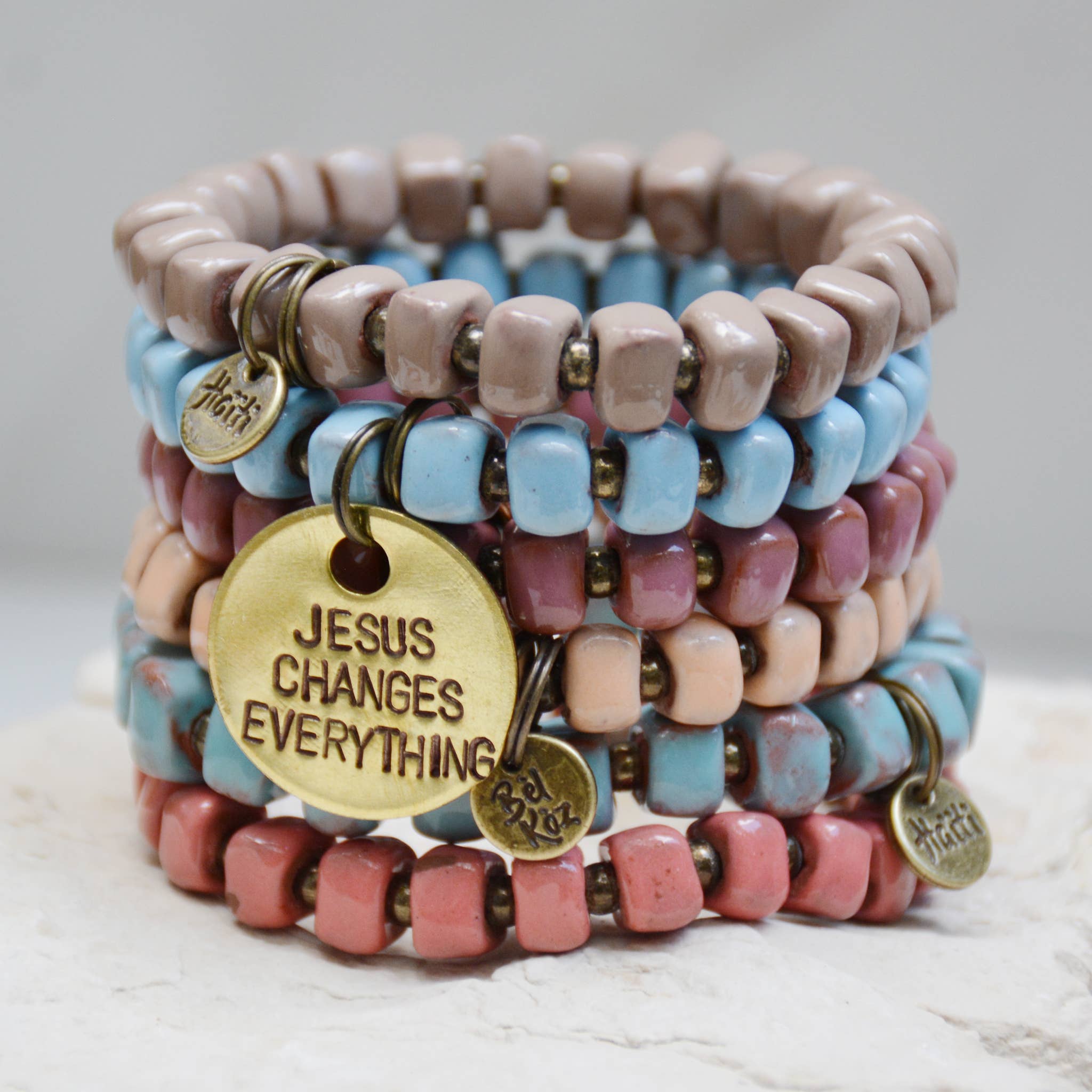 Bel Koz Haiti - Wholesale Beaded Bracelet - Hot Pink | Bel Koz Square Clay Bead Bracelet1