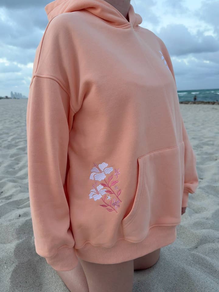 Sherbet Orange Tropical Palms Hoodie for wholesale on Faire