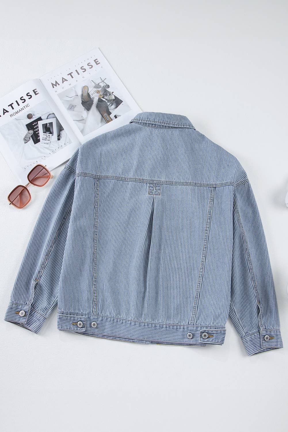 66DISCO - Wholesale Denim Jacket - Women's - Stripe Washed Oversize Pocketed Denim Jacket (S-XL)11