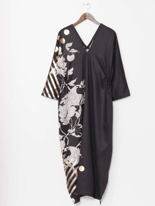 Vestido de Corte Descontraído com Estampa Metalizada por atacado de Ametsuchi by Amina Collection