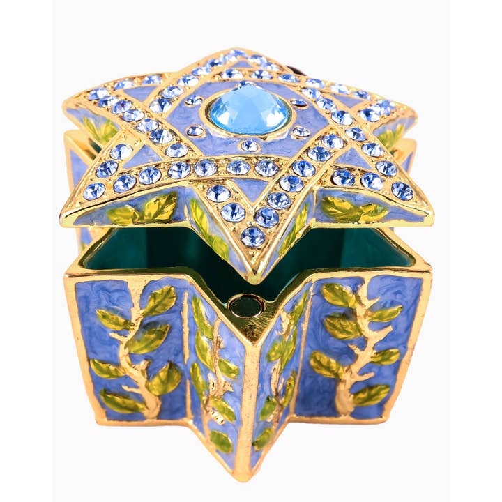 Ciel Collectables - Wholesale Jewelry Box/Organizer - Star of David Trinket Box. Hand Painted Enamel & Swarovski3