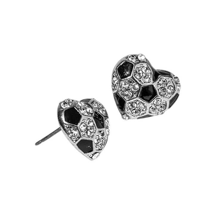 Sensibling Corp. - Wholesale Stud/Post Earrings - Soccer Crystal Pave Heart Stud Earrings1