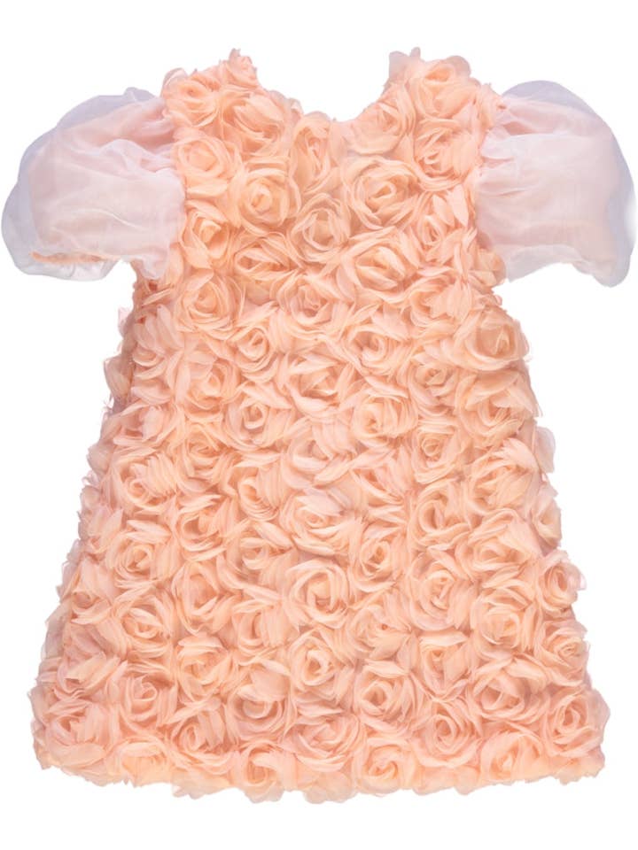 Piccola Speranza - Wholesale Dress - Kids - Vestido salmão com flores 3D0