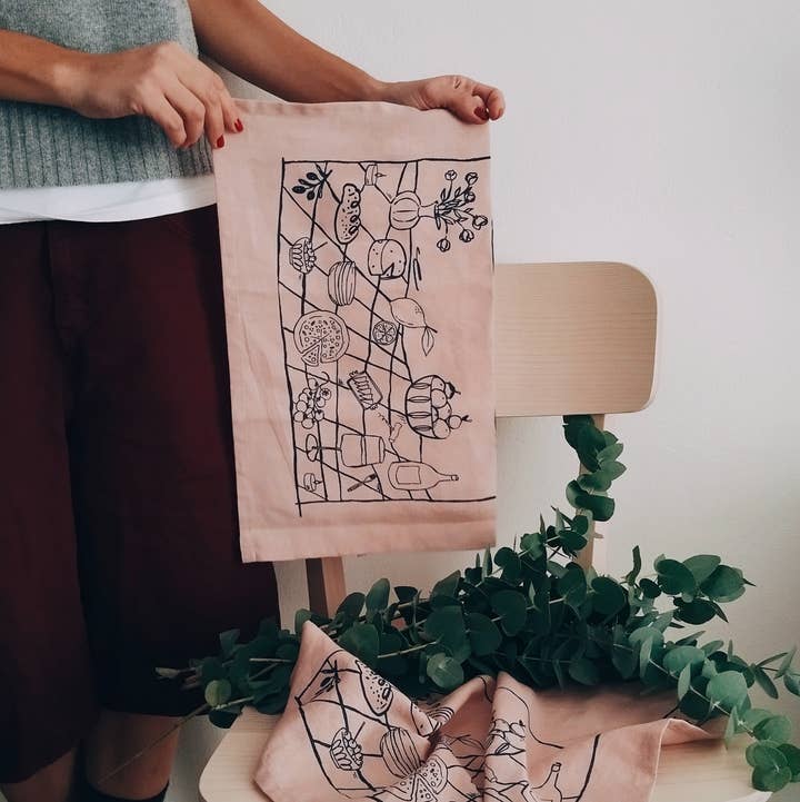 The Ink Job - Wholesale Tea Towel - Picnic Print Linen Kitchen Towel