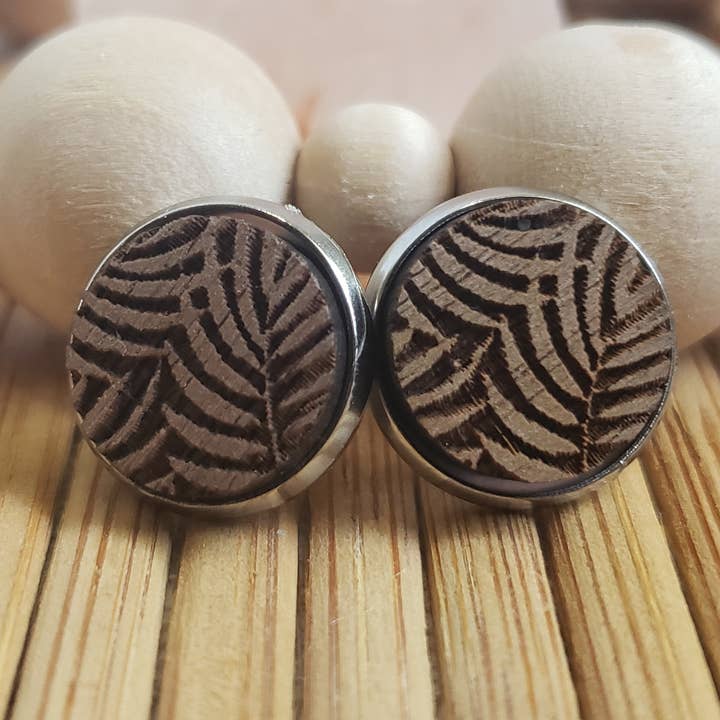 Tiny Leaves Wood Studs for wholesale by Bellbottoms Macrame