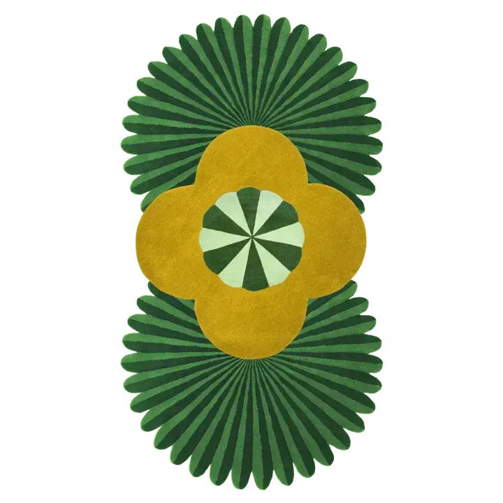 Daisy in Daisy Pleated Hand Tufted Wool Rug Runner - Yellow for wholesale by Maia Homes