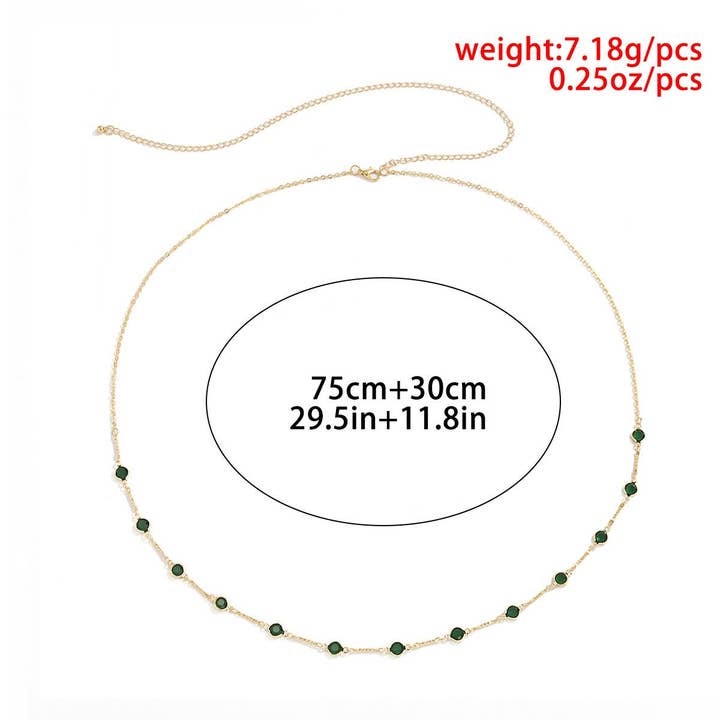 Perimade & Co. LLC - Wholesale Beaded/pearl necklace - Green Crystal Beaded Waist Belly Chain in Solid Copper6