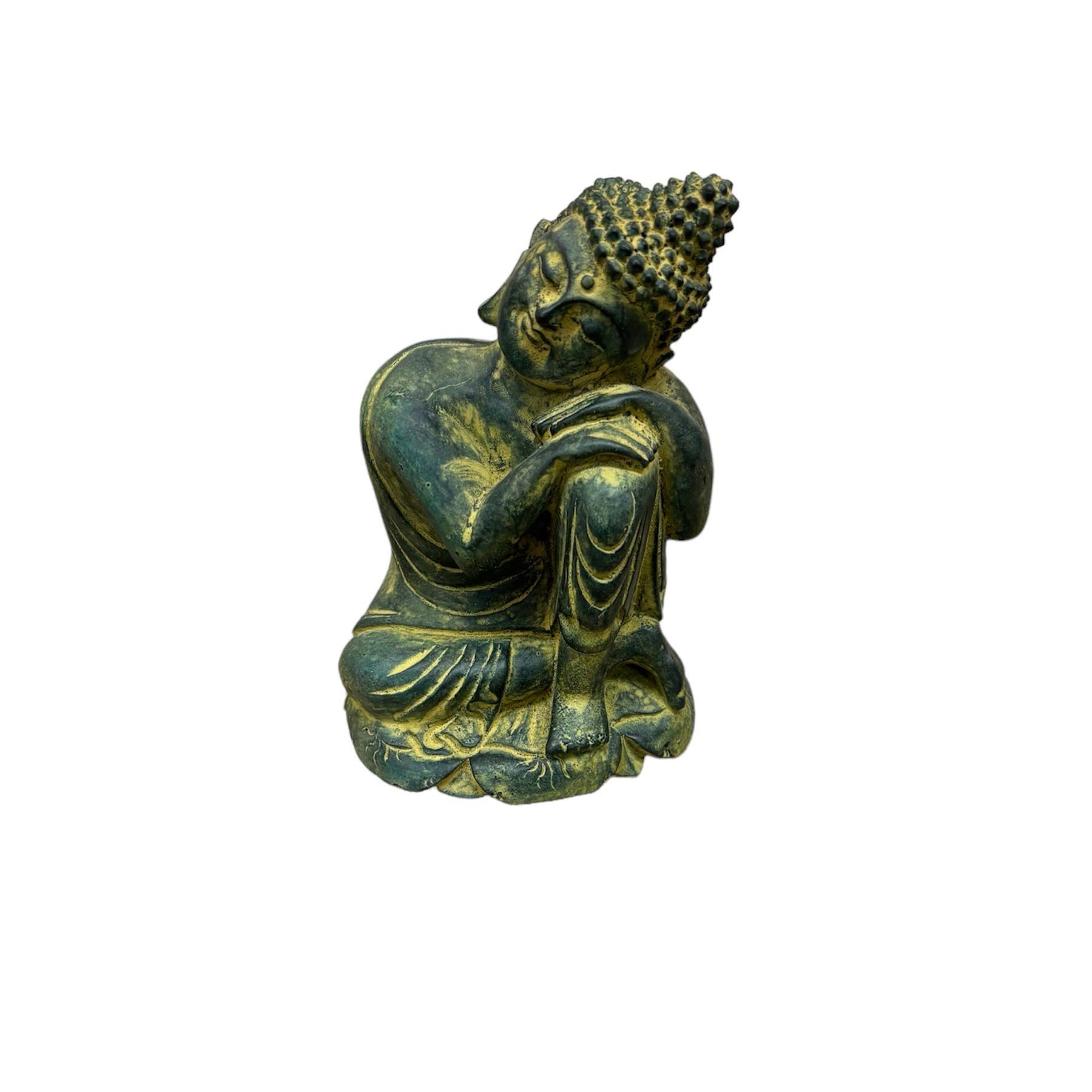 Asia West - Wholesale Sculpture - Buddha Statue Relaxing-Green, Brown, Grey (4/3/5"h)0