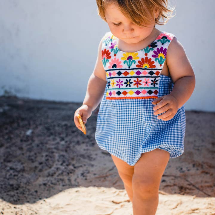 Layla Bubble - Blue Gingham for wholesale by Cheeni Clothing