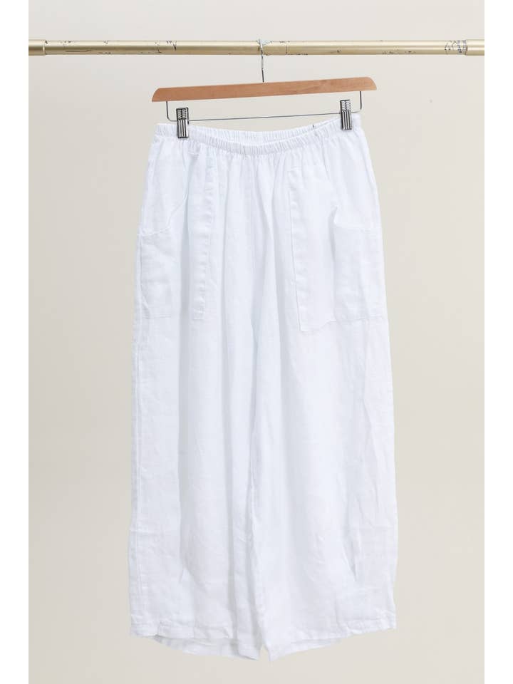 la maison des fibres naturelles - Wholesale Pants - Women's - wide linen trousers 6353 +size 100% linen made in Italy