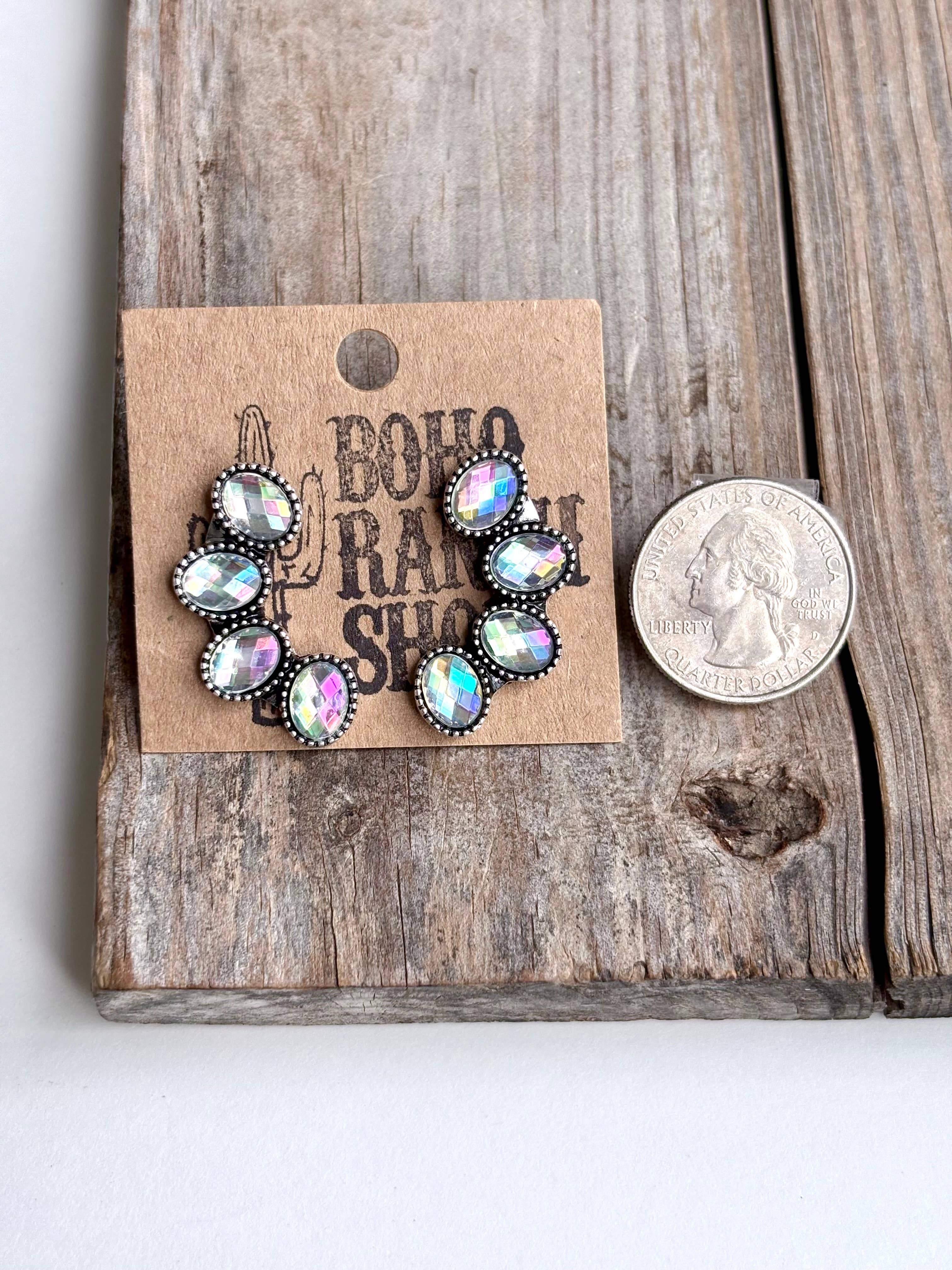 Boho Ranch Shop - Vente Clous d'oreille - Boucles d'oreilles clous en pierre fleur de courge Western Cluster5