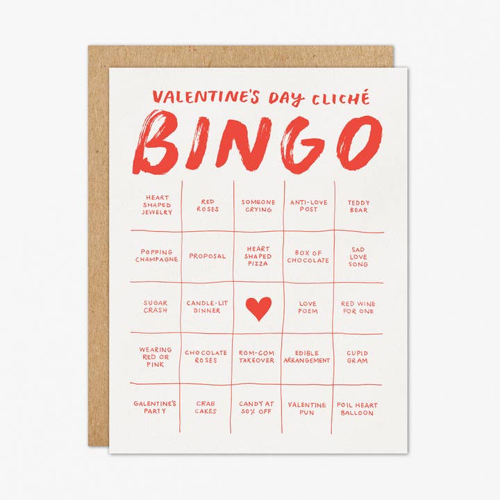 Valentinsdag Cliché Bingo Card for engroshandel hos March Party Goods