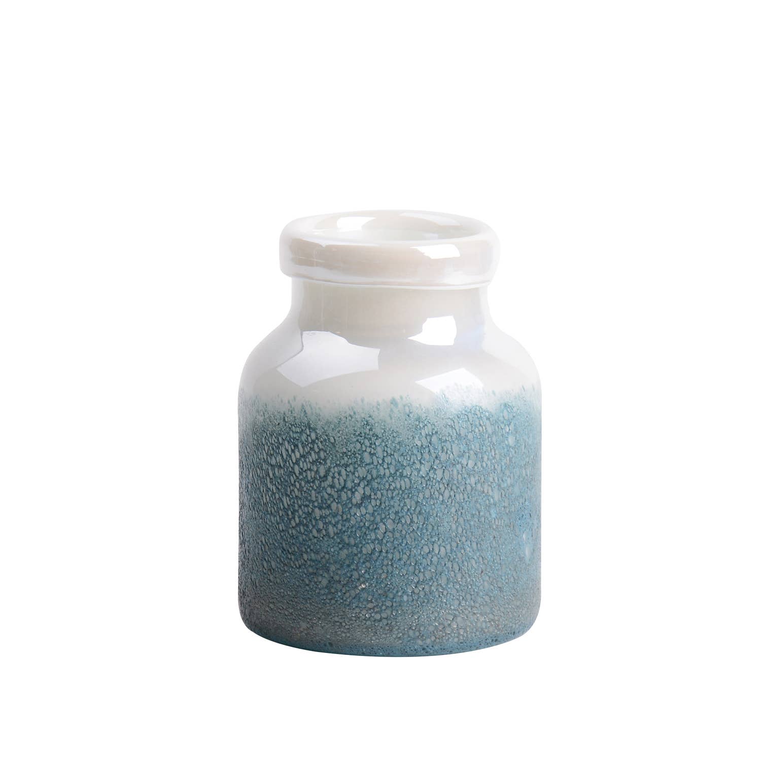 Beachcombers - Wholesale Vase - SALE Blue Frosted 6.5" Glass Vase