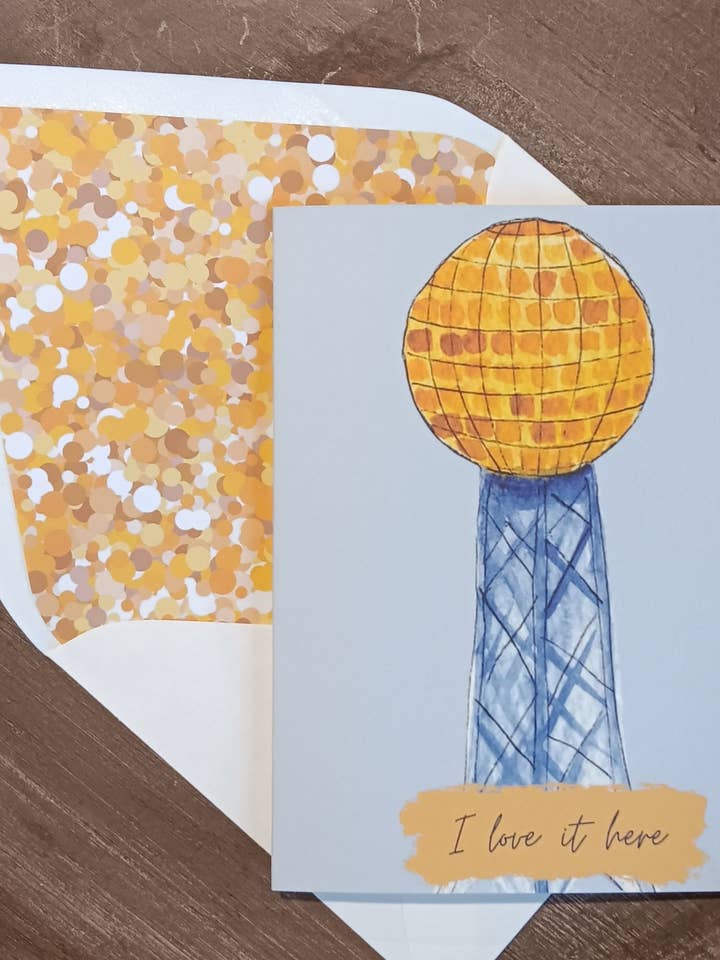 I Love it Here Sunsphere Greeting Card for wholesale by The Lettering Loft