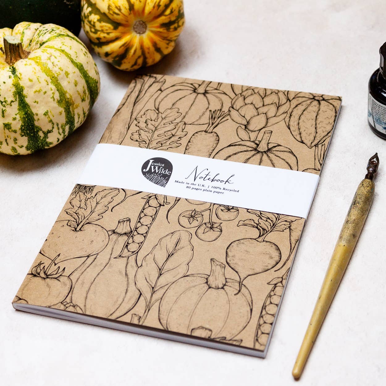 Jessica Wilde - Wholesale Notebook - Garden Vegetables A5 Eco Kraft Notebook | Plain1