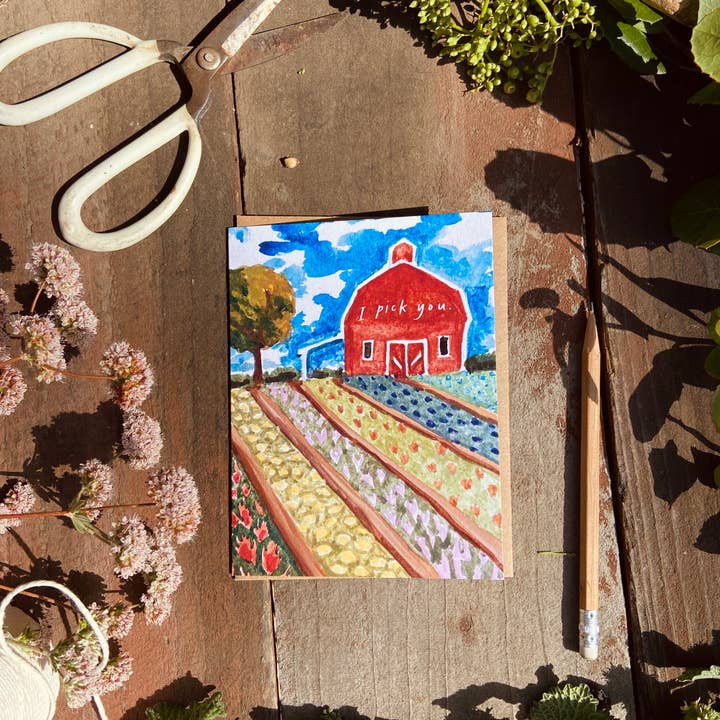 Little Salt Wagon - Vendita all'ingrosso Biglietti d'amore - Biglietto «I Pick You Barn Garden Farm Homestead»1