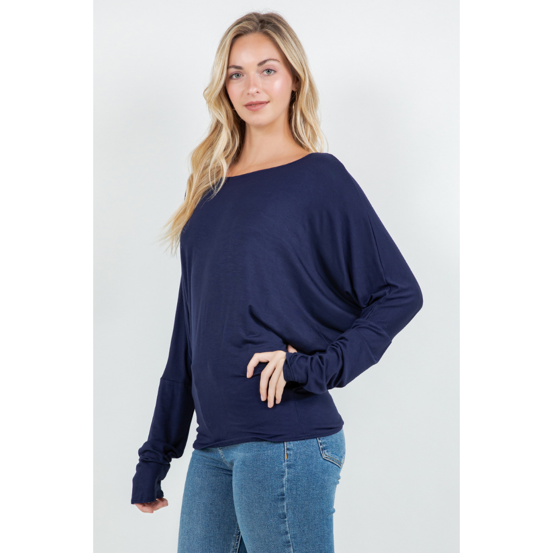Azules Clothing - Wholesale Knit Top - Women's - Breezy Azules Dolman: Ultra-Soft Off-Shoulder Essential4