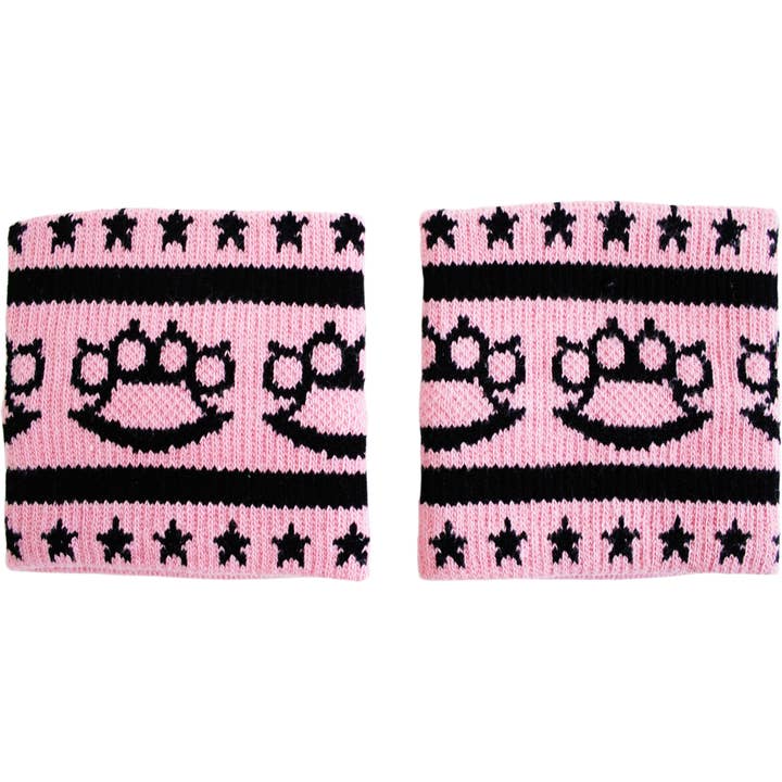Square Deal Recordings & Supplies - Wholesale Wristband - Sweatband - Sourpuss - Pink Knuckles And Stars - Set Of 21