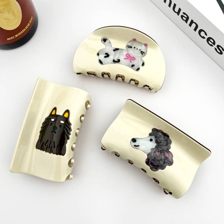 TheDivaSoap - Wholesale Hair Clip - Women's - Puppy Acetate Hair Claw Clip, Cute Animal Hair Clip