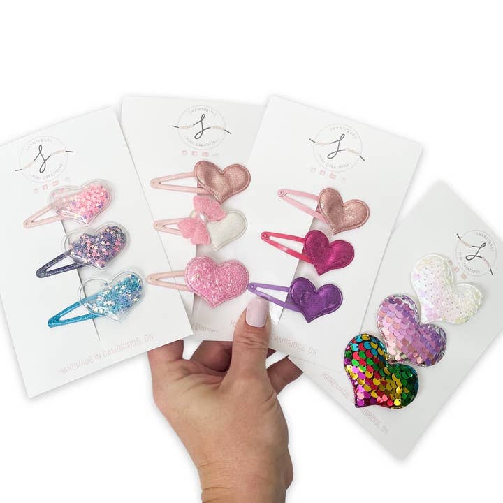 Ensembles de trois clips à pression - Cœurs pour la vente par Shantiques Mini Creations