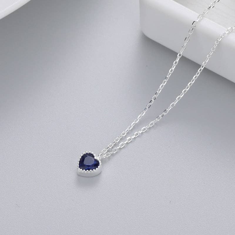 Perimade & Co. LLC - Wholesale Pendant/Charm Necklace - Dainty Blue Pink Heart Charm Necklace in 925 Sterling Silver5