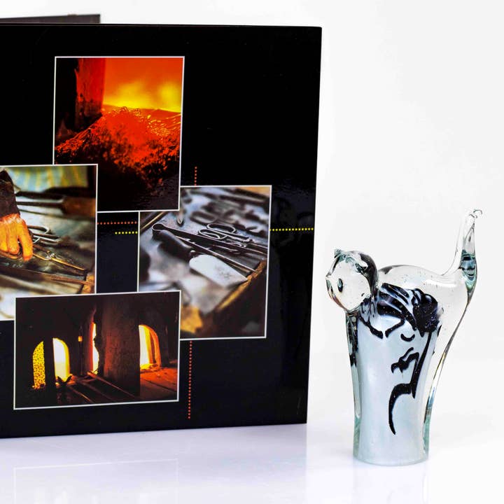 Statuetta regalo in vetro soffiato bianco a forma di gatto per la vendita all'ingrosso da parte di Loranto