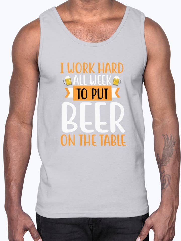 I Work for Beer - Beer- Cotton Tank for wholesale by tshirt unlimited