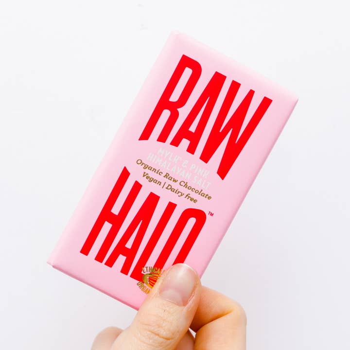 Mylk & Pink Himalayan Salt Organic Vegan Chocolate 35g for wholesale by Raw Halo