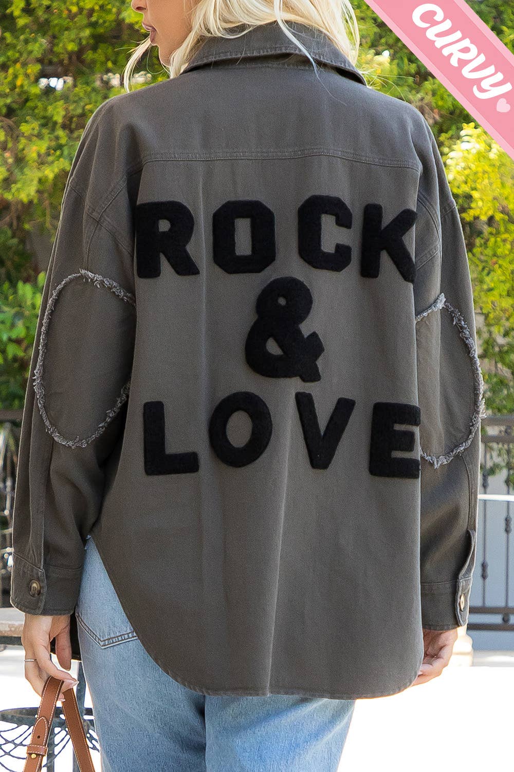 Sweet Lovely by Jen - Wholesale Shirt Jacket/Shacket - Women's - PLUS SIZE COTTON  SHACKET WITH EMBROIDER PATCH 4