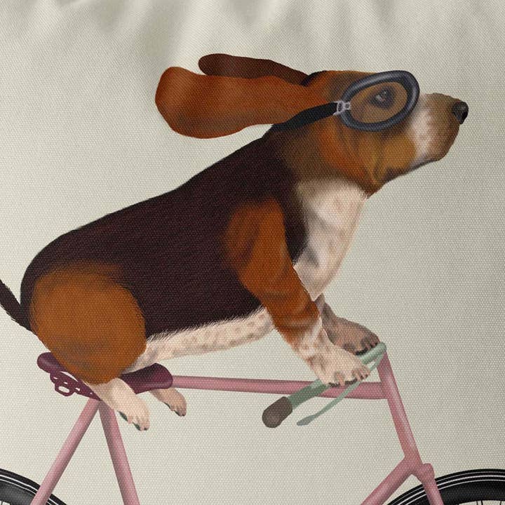 FabFunky Ltd - Wholesale Throw/Decorative Pillow - Basset Hound on Bicycle Dog Gift Pillow or Garden cushion4