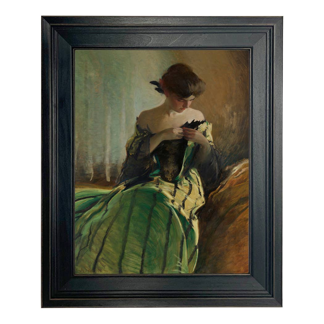 Madison Bay Co. - Historical Home Decor Reproductions - Vendita all'ingrosso Stampa artistica - Stampa su Tela Vintage di Donna in Abito Nero e Verde89