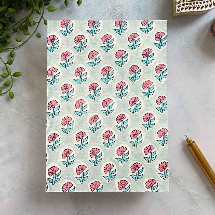 Kitty Notebook | Handmade, Block Printed by Hand, FSC for wholesale by The Natural Paper Company