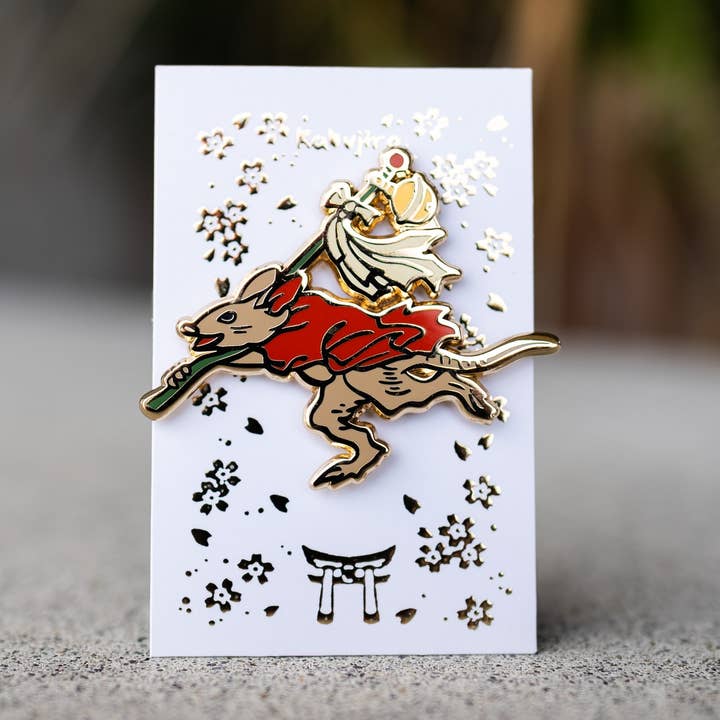 Laufende Ratte – Tierzirkus Emaille-Pin für den Großhandel von Kabujiro
