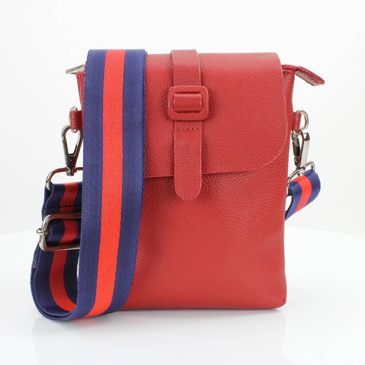 Flap Over Crossbody Bag Adjustable Guitar Strap RB 169 for wholesale by Leather Impressions Inc