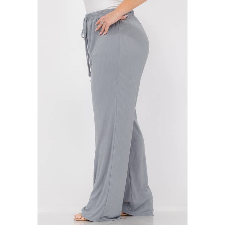 Curve Market - Wholesale Pants - Women's - PLUS SIZE ELASTIC WAIST WIDE LEG PANTS3