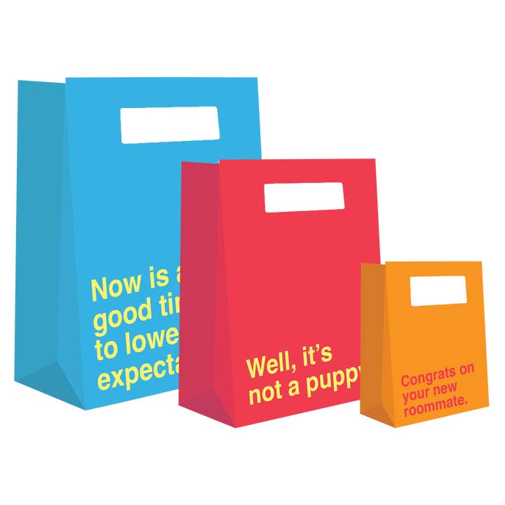 3pk Gift Bags: New Roommate/Not a Puppy/Lower Expectations for wholesale by Prank-O