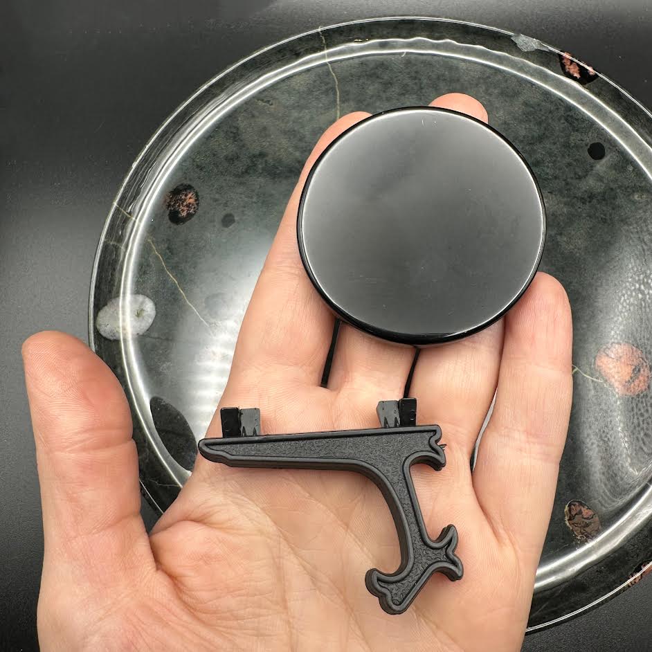 The Crystal Tabby - Wholesale Meditation Supplies - Obsidian Scrying Mirror with Stand - 1 set 2